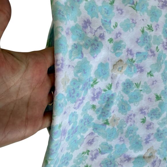 Miss Elaine Floral Zip Front Robe Women M Green Blue Cotton Blend Winter Flannel - Picture 10 of 12